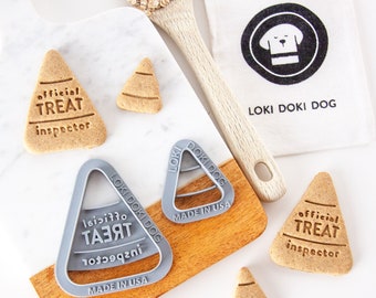 Official Treat Inspector CANDY CORN Shaped Dog Biscuit Cutter, Halloween Dog Cookie Cutter Stamp, Fall Autumn Pet Treat, Puppy Gift