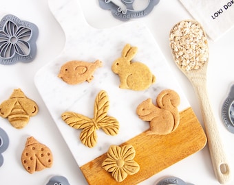Springtime Dog Cookie Cutters I Critters, Bugs, Butterfly & Flower Dog Biscuit Cutters I Squirrel Dog Treat Stamp I Puppy Gift I Pet Gift