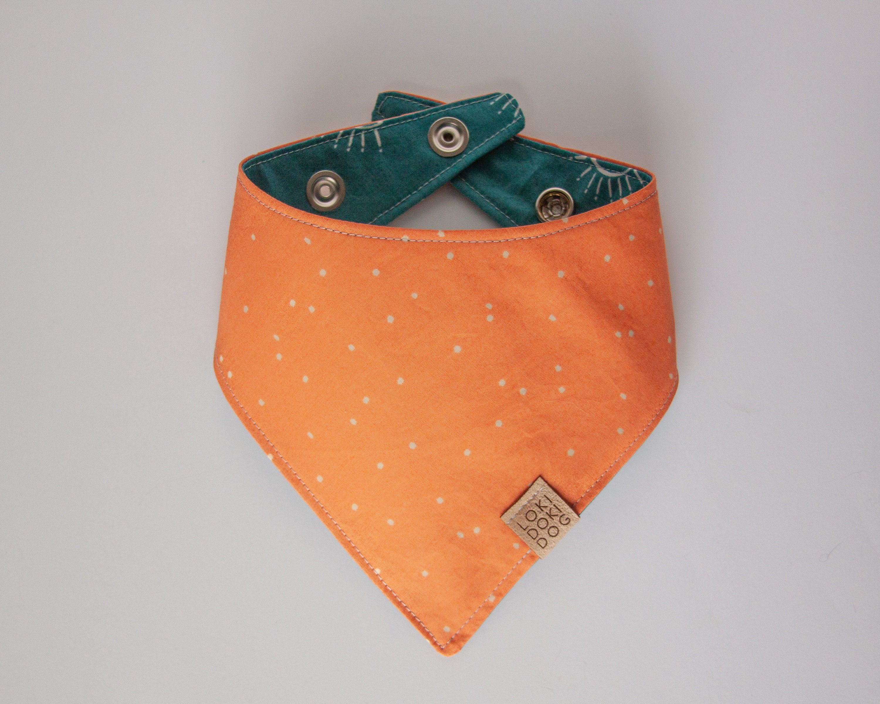 Orange Dog Bandana
 Modern Orange Dog Bandana ORANGE DOT Snap Reversible Dog