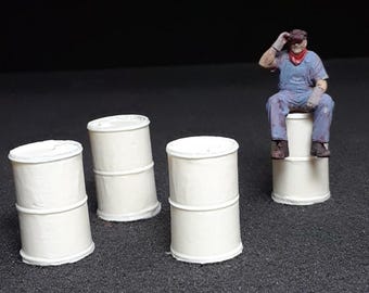 Tambores de 55 galones, 4 unidades, escala O 1/48 Tala de árboles