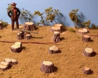 Tocones, 20 unidades de cada uno, escala O mediana 1/48 para tala de árboles