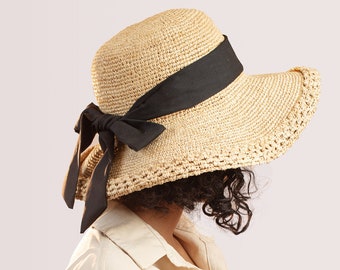 Sombrero de rafia, sombrero de paja, sombrero hecho a mano, sombrero de mujer, sombrero de playa, sombrero natural, sombrero hecho a mano