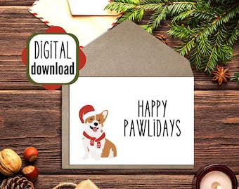 Holiday & Christmas Greeting Card - Digital Download | Happy Pawlidays