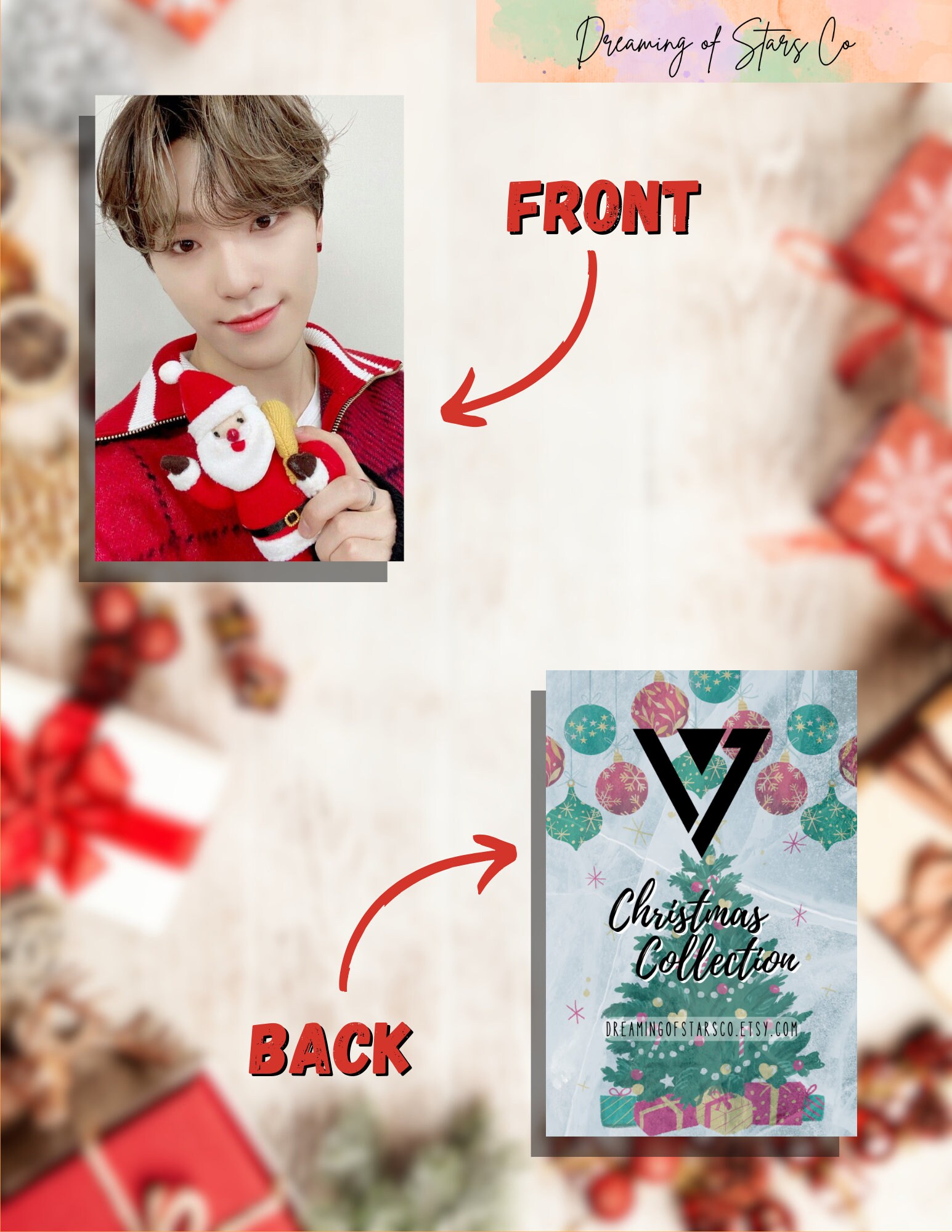 Seventeen 2023 Christmas Photocards:laminated|scoups, Mingyu Seventeen 2023 Christmas Photocards:laminated|scoups, Mingyu