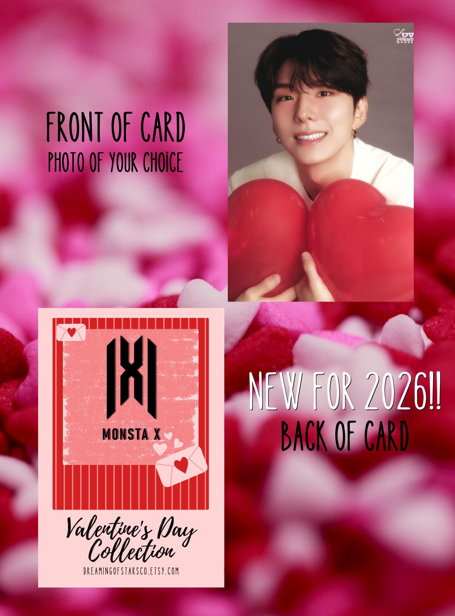 Monsta X Valentine's Day Fan Made Durable Laminated Photocards