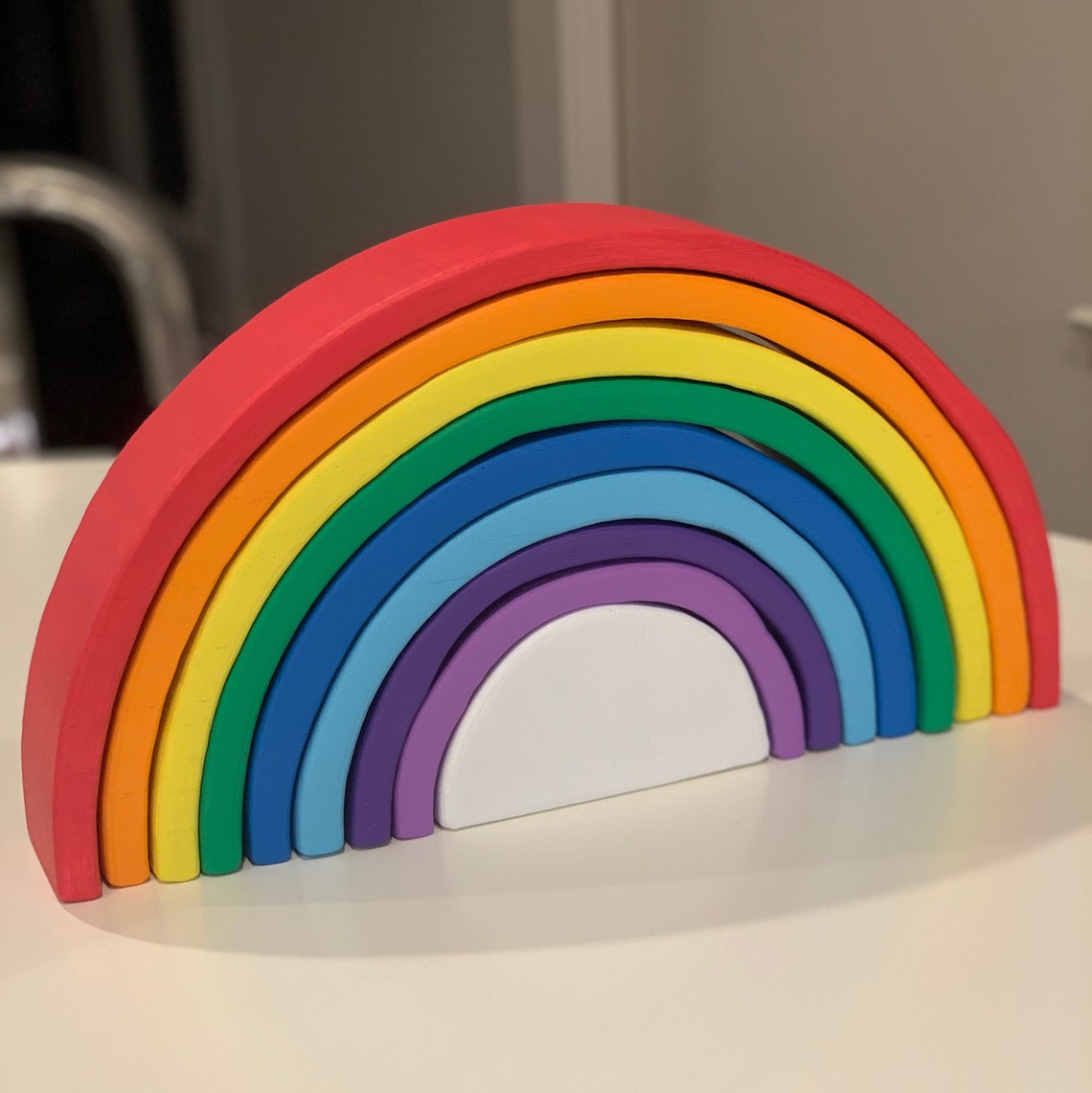 Rainbow Stacking Toy Wooden Rainbow Stack Wooden Stacker Etsy