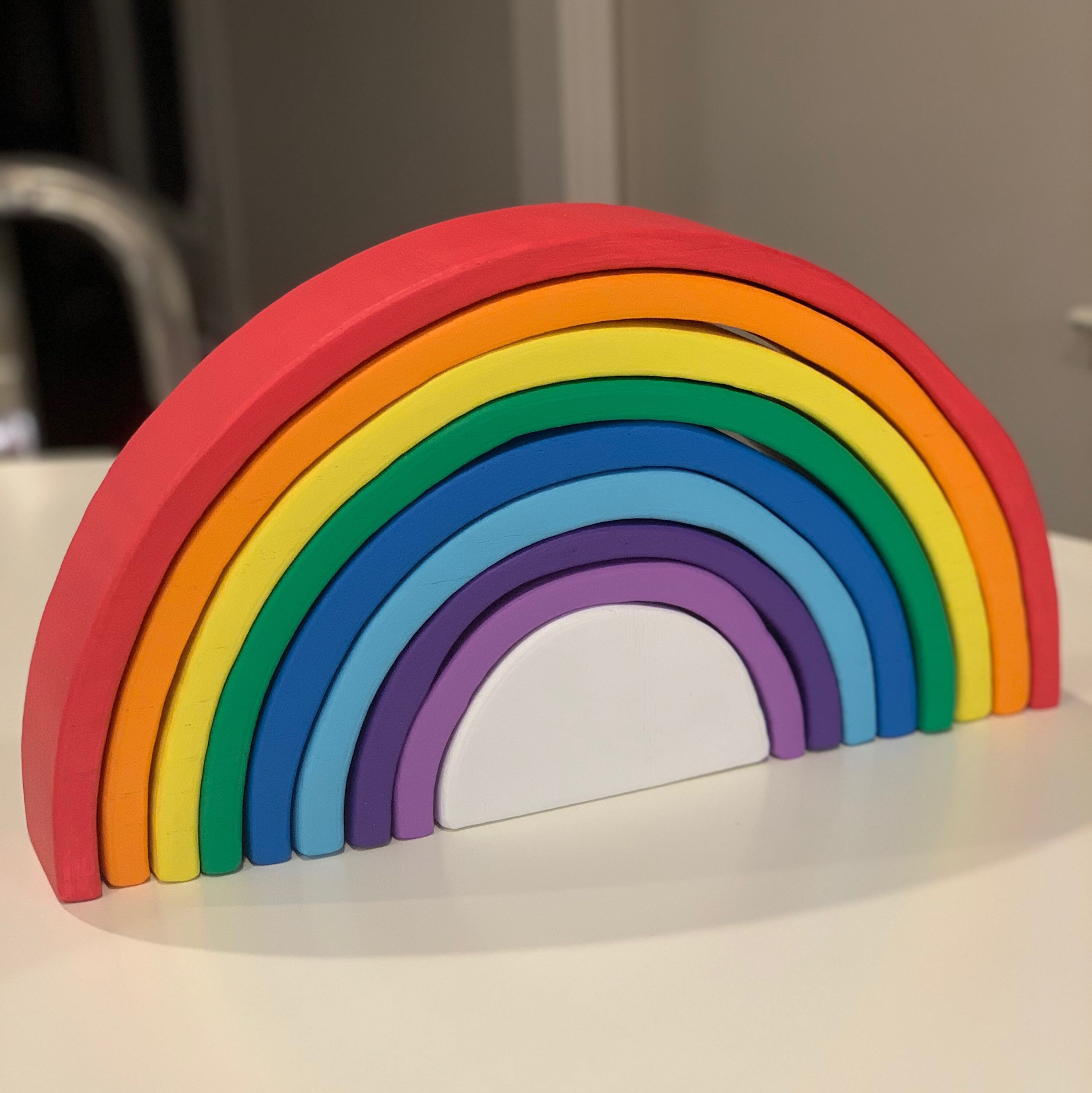 Rainbow Stacking Toy Wooden Rainbow Stack Wooden Stacker Etsy