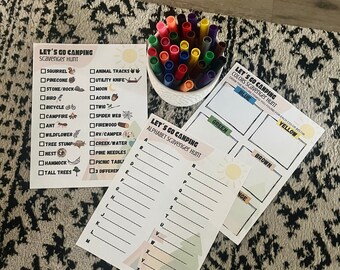 Let's Go Camping Scavenger Hunts | Camping Worksheets | Camping Printable | A-Z camping scavenger | Scavenger hunt by color | Camping Fun