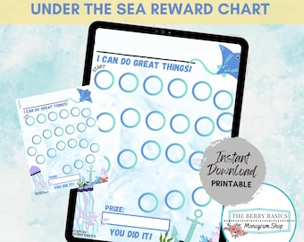 Under the Sea Reward Chart Printable - Sea Animal Kids Behavior Chart | Instant Download Sticker Chart | Chore Chart | Behavior Chart