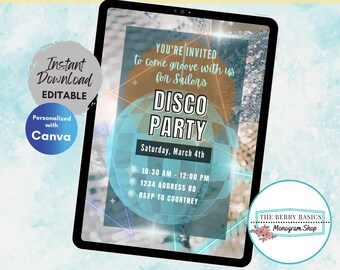 Editable Disco Party Invitation Template - Disco Birthday Party Disco Party Invite Disco Ball Birthday Invite Take Me to the Disco