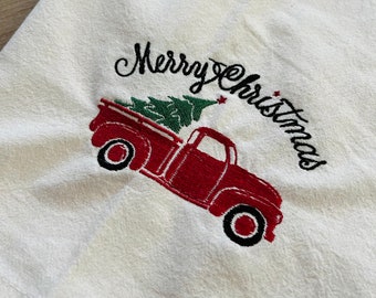 Merry Christmas Truck Kitchen Towel