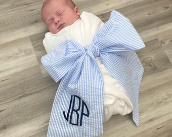 Pink and Blue Newborn Swaddle Bow Wraps