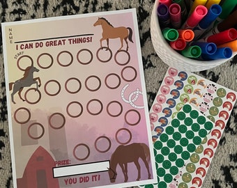 Horse Themed Reward Chart Printable - Horses Kids Behavior Chart | Instant Download Sticker Chart | Chore Chart | Pony Behavior Chart