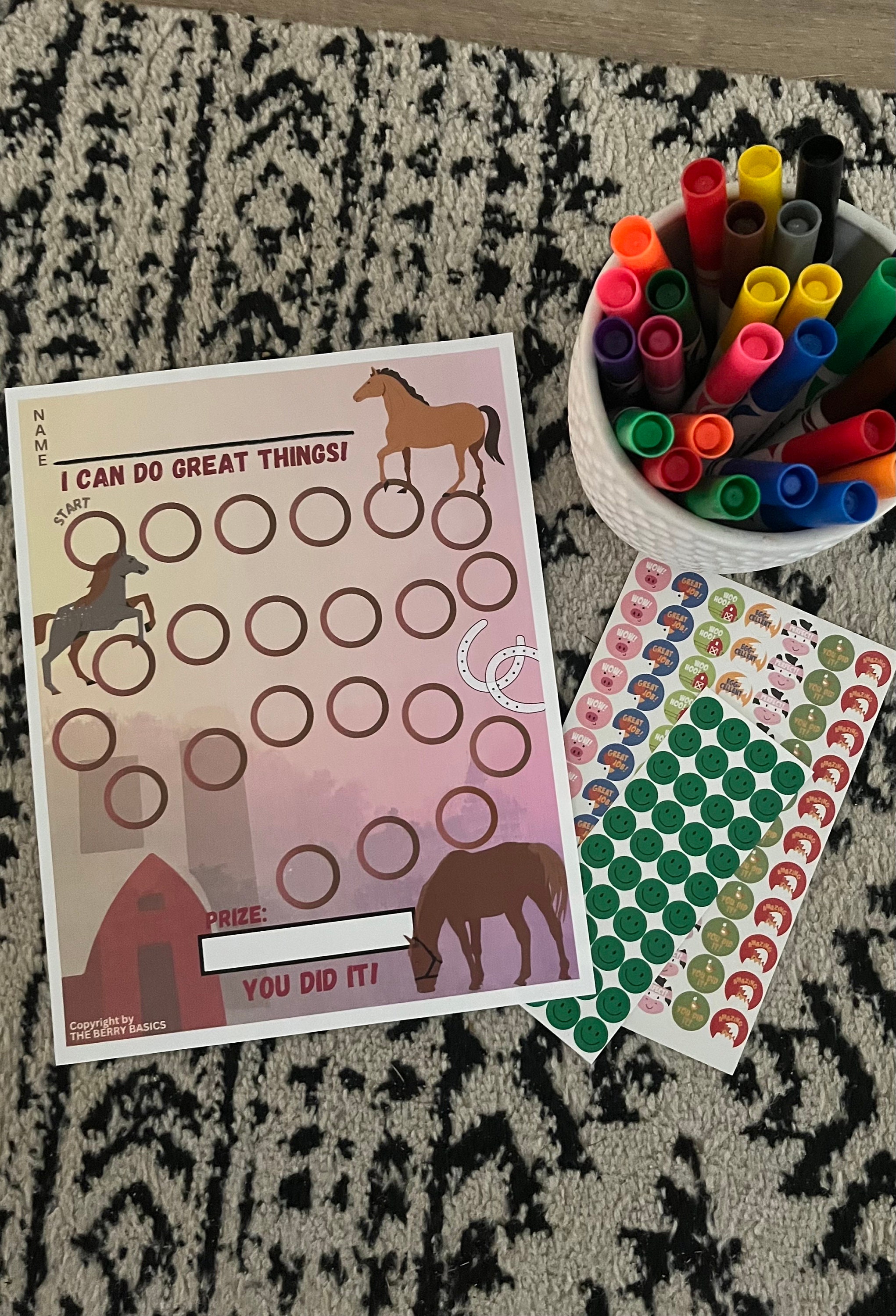 Horse Themed Reward Chart Printable - Horses Kids Behavior Chart | Instant Download Sticker ...