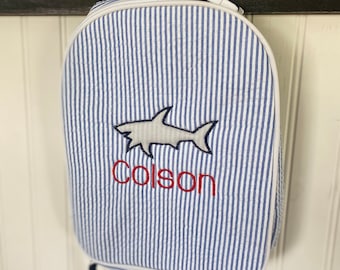 Shark Appliqué Seersucker Lunchbox