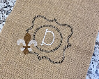 Burlap Yard Flag Fleur De Lis Design