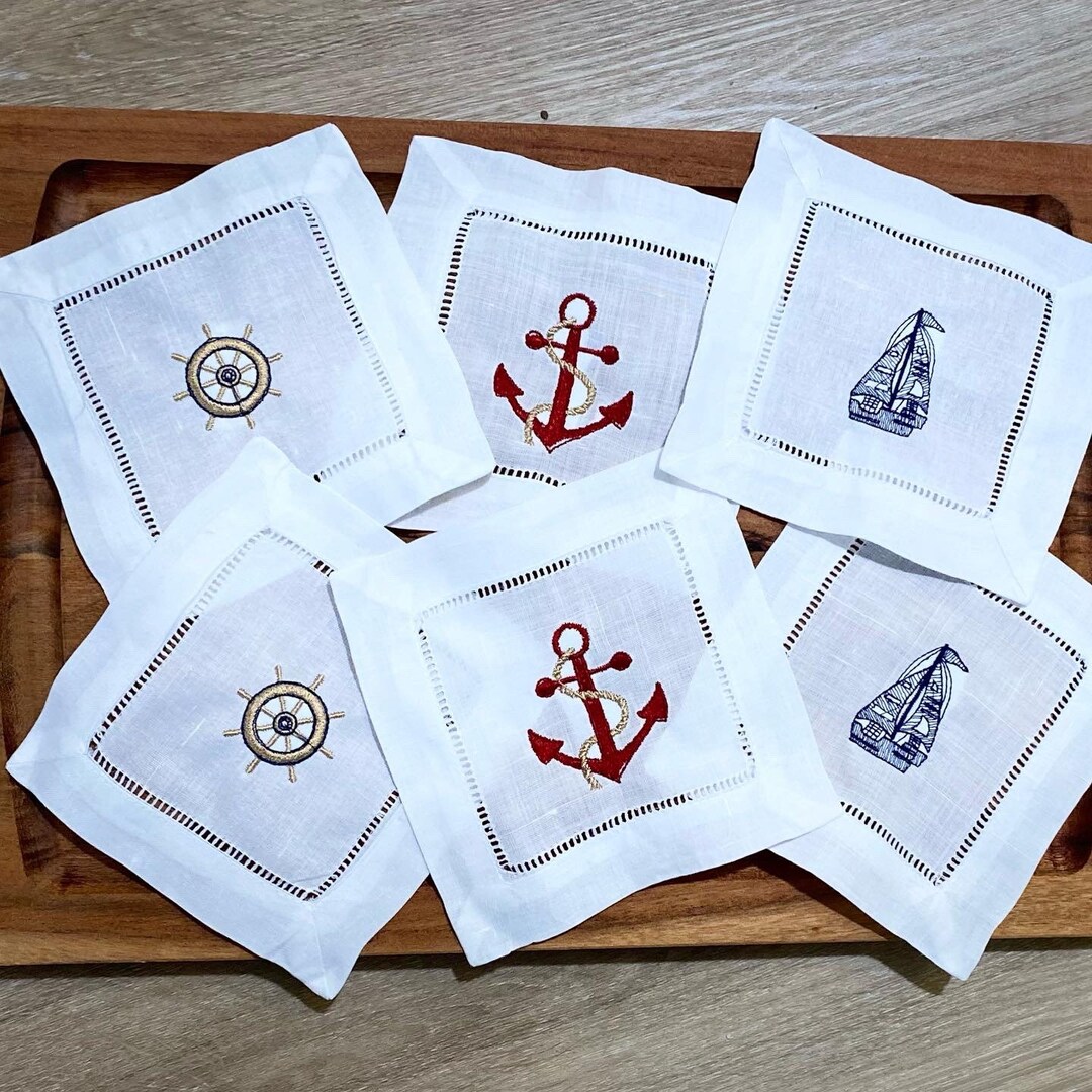 Nautical Cocktail Napkins Etsy