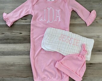 Monogrammed Baby Girl Newborn Set