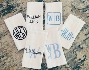 Preppy Monogrammed Personalized Burp Cloths