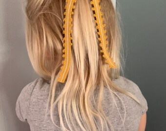 Yellow Long Tail Bow with Alligator Clip