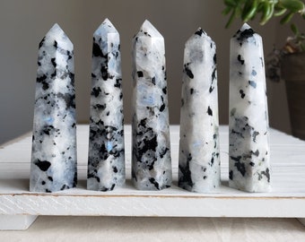 Rainbow Moonstone Point: 3-Inch Crystal Tower