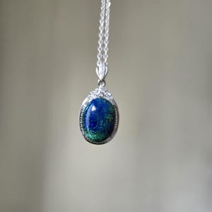 Azurite Sterling Silver Necklace: Crystal Pendant, Boho Jewelry