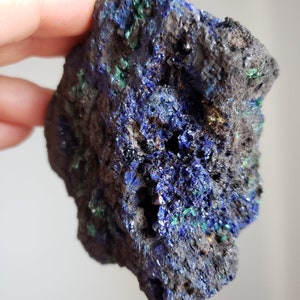 Azurita, azurita com malaquita, amostra de azurita, azurita, cristais azuis, amostra de cristal, amostra de minerais