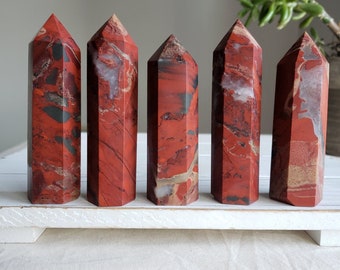 Roter Jaspis-Punkt: Wurzelchakra-Kristall, 3-Zoll-Turm
