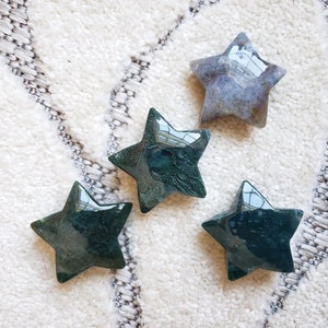 Moss agate star palm stones, moss agate, moss agate crystal, crystal stars, stars, star crystals