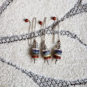 7 stone Chakra pendulum, pendulum, crystal pendulum, chakra, chakras, chakra pendulum, crystal chakra