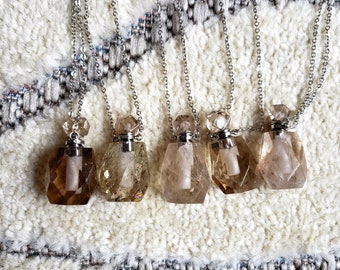 Collar de botella de cuarzo ahumado: frasco de cristal para perfume o cenizas