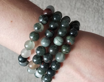 Pulsera de piedra de sangre de 8 mm: joyería de cristal curativo