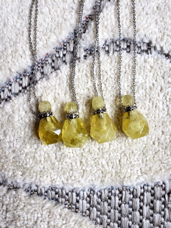 Buy Citrine Bottle Necklace, Citrine, Crystal Necklace, Bottle