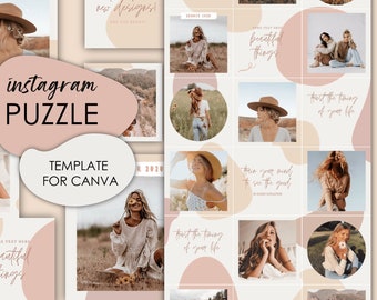 Instagram Puzzle Feed Template for Canva: Minimalist Design (1080x1080px)