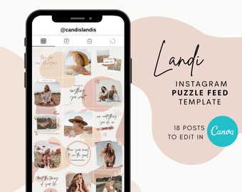 Instagram Puzzle Feed Template: Landi Design for Canva (Digital Download)
