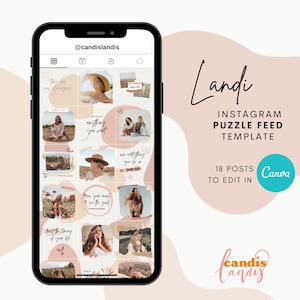 Instagram Puzzle Feed Template for Canva | Landis | Instagram Template, Puzzle Feed, Canva Templates, Instagram Post Templates, Details
