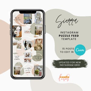Updated Instagram Puzzle Feed Template for Canva 4:5 |  UPDATED for NEW INSTAGRAM Layout | Sierra | Instagram Template, Canva Template