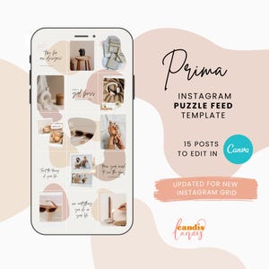 Updated Instagram Puzzle Feed Template for Canva 4:5 |  UPDATED for NEW INSTAGRAM Layout | Prima | Instagram Template, Canva Template