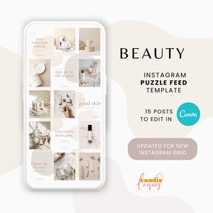 Updated Instagram Puzzle Feed Template for Canva 4:5 |  UPDATED for NEW INSTAGRAM Layout | Beauty | Instagram Template, Canva Template