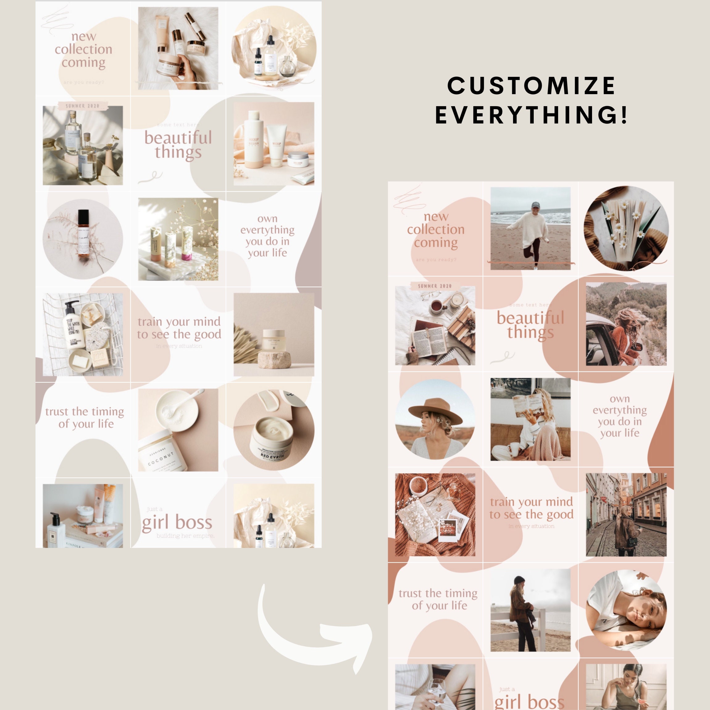 Instagram Puzzle Feed Template for Canva Beauty Instagram - Etsy Australia