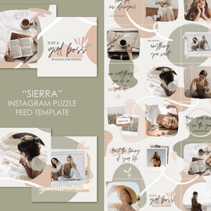 Instagram Puzzle Feed Template for Canva 1:1 | Sierra | Instagram Template, Puzzle Feed, Canva Template, Foodie Instagram Post Templates
