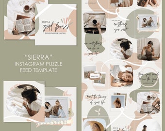 Instagram Puzzle Feed Template for Canva | Sierra | Instagram Template, Puzzle Feed, Canva Template, Foodie Instagram Post Templates, Food