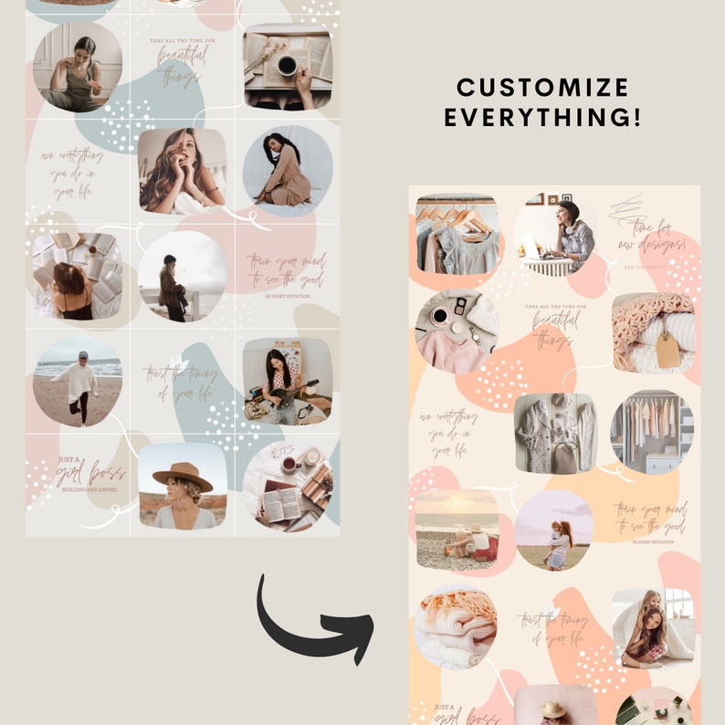 Trendy Instagram Puzzle Feed Template: 18 Posts for Canva (Digital Download) image 3