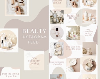 Beauty Instagram Puzzle Feed Template: Minimalist Design (Canva)