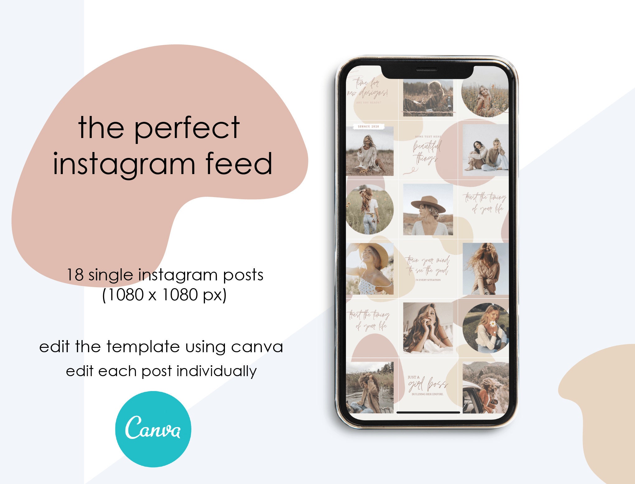 Instagram Feed Template Puzzle Style for Canva Instagram Template ...