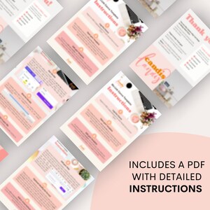 May include: A pink and white digital download product with the text "Includes a PDF with detailed instructions" and the text "Candis Avery" in a pink and white font. The product is a digital template for creating a link in bio.