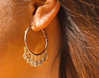 Gold Plated Brass Cubic Zirconia Hoops - Kai Earrings