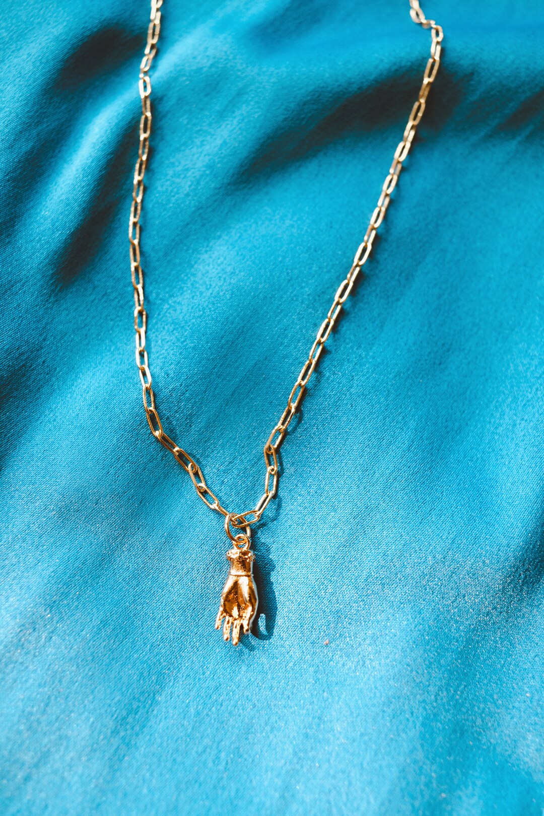 18K Gold Plated Hand Pendant Necklace Ava Necklace Etsy