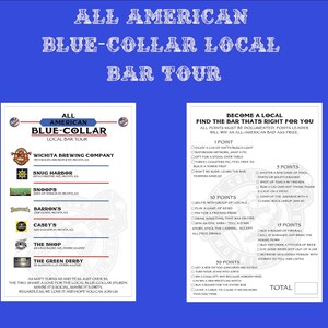 Personalized All America Blue-Collar Bar Tour | Bar Crawl Game