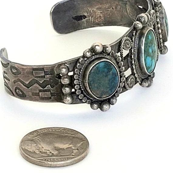 Very Detailed Vintage Turquoise and Silver 1950's… - image 2